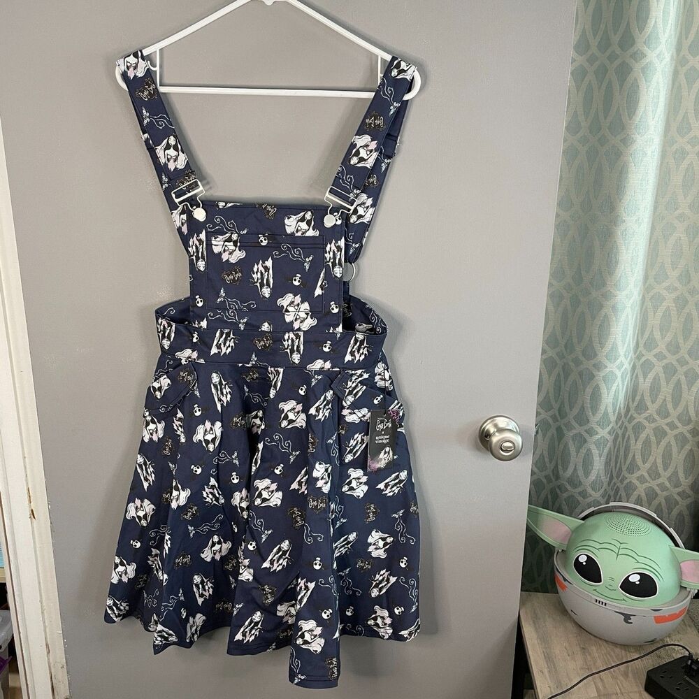 Unique Vintage x Corpse Bride Womens M Brionne Pinafore Overall Skirt NWT